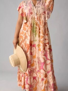 by anthropologie sleeveless square-neck layered pliss maxi dress Anthropologie | Dresses | By Anthropologie Sleeveless Squareneck Layered Pliss Maxi Dress